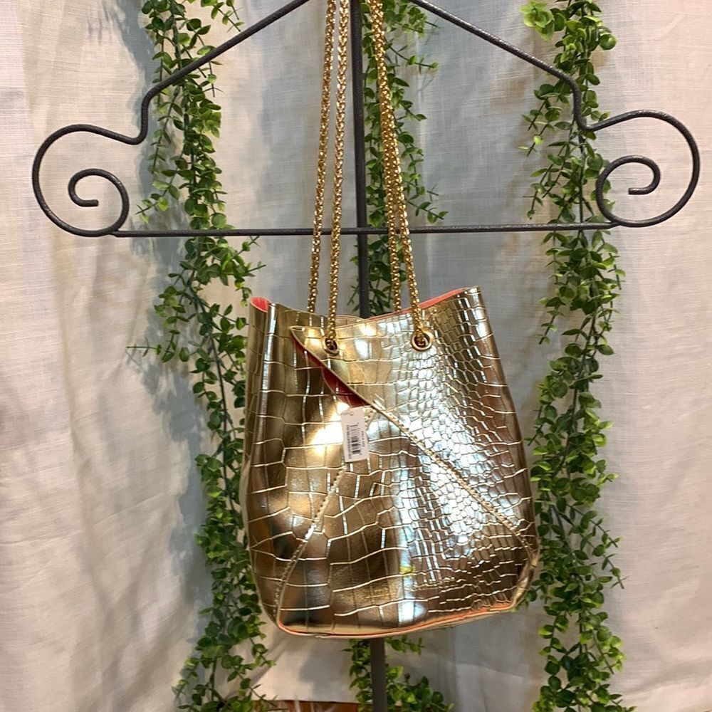 Simply Southern gold leather BunchyBag NWT